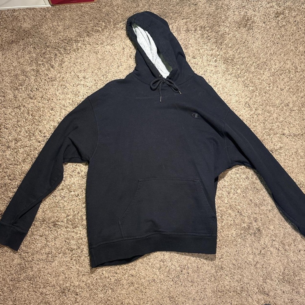 Champion Black Hoodie with Gray Lining